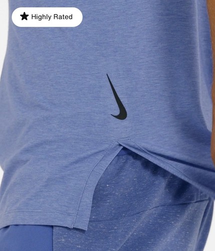 Nike Yoga Dri-FIT Men's Slim Fit Baby Blue SS Sports Top BV4034-431 M - L (T1) - Picture 5 of 6