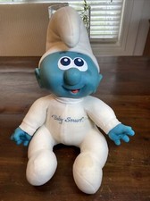 Vintage 1984 Peyo BABY SMURF 16  Plush Doll Vinyl Head Hasbro Super Rare Smurf