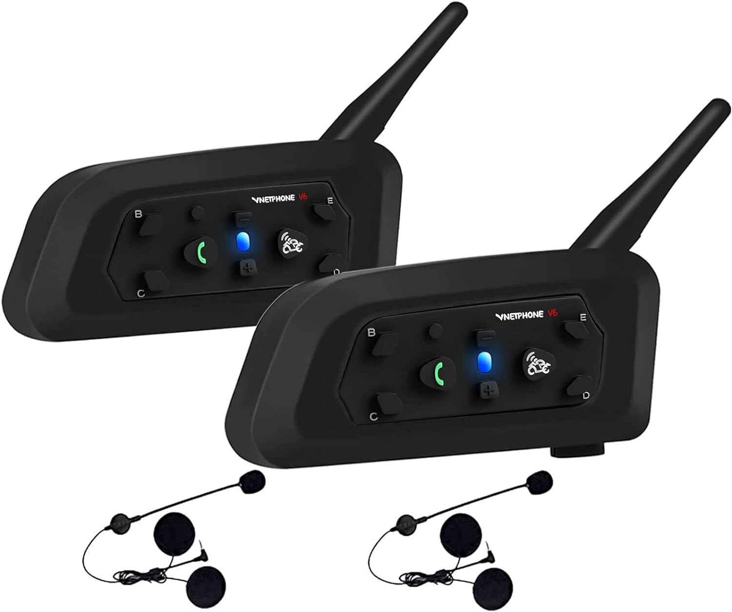 2PC Motorcycle Intercom 2Way 1200M Helmet Headset Wireless Bluetooth Speaker V6