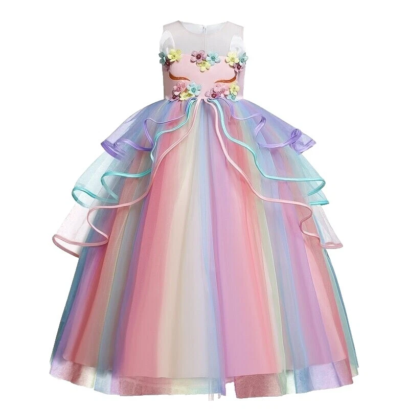 Unicorn Girl Summer Dresses for Girls Rainbow