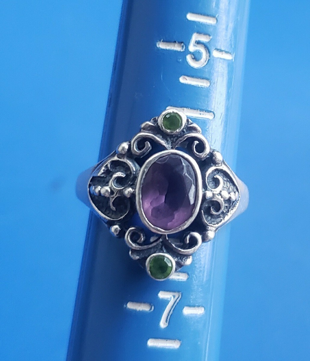Vintage Sterling Silver 925 Ring with Purple Size UK