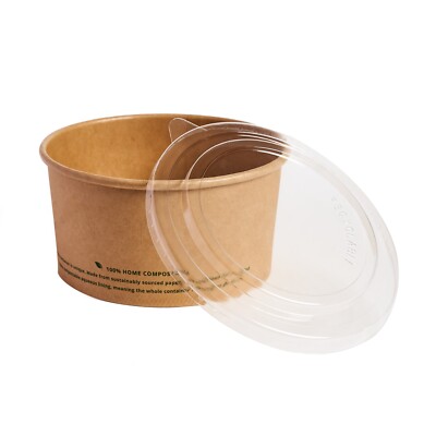 12 Unzen Kraftpapier Suppe Schüssel Eiscreme Behälter mit RPET Klar Deckel 50-600 STCK.