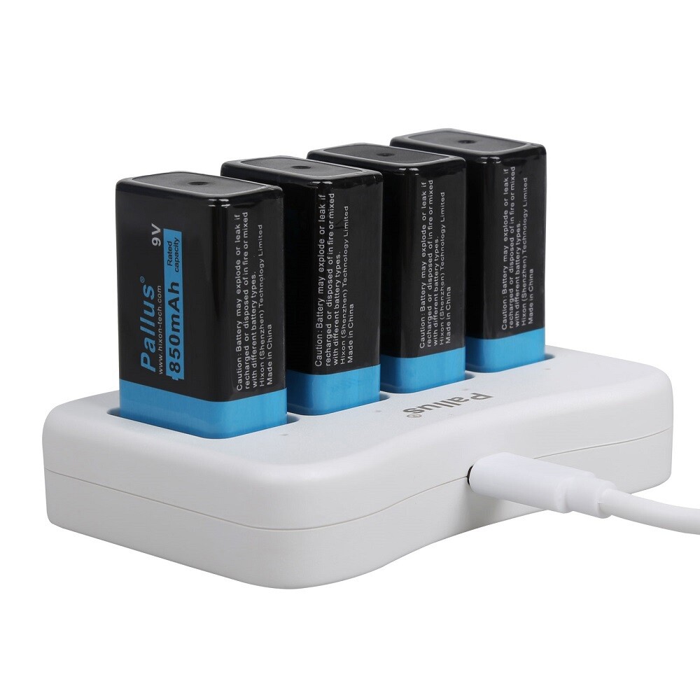 9V Rechargeable Batteries 850mAh 9 Volt 6F22 Lithium Batteries with 9V Charger-image