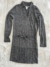 Max Studio Sweater Dress Small Charcoal Gray Pullover Belt