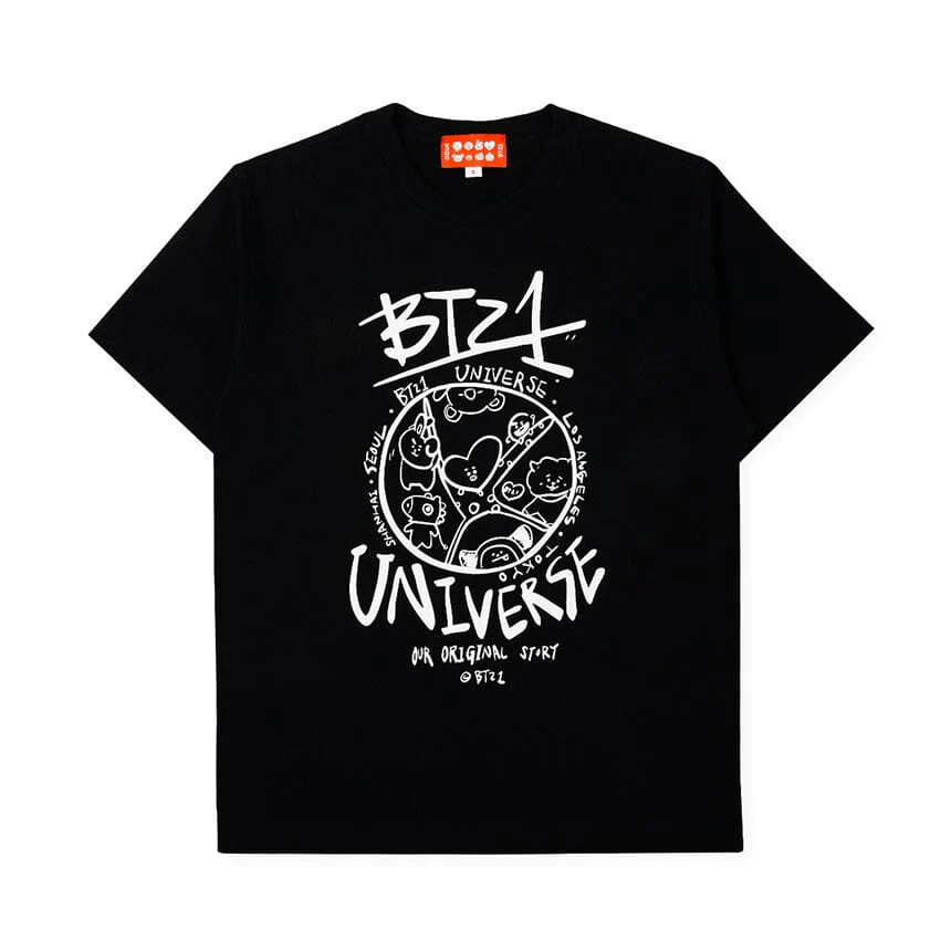 BTS BT21 Official Authentic UTOPIA BLACK SHORT SLEEVE T-SHIRT | eBay