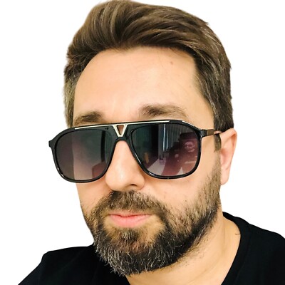 Elegant Sunglasses Men's Fashion Shades Pilot Style Black Silver Lentes Gafas