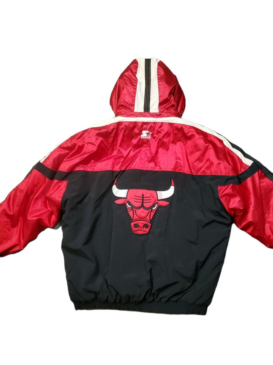 Vintage Starter NBA Chicago Bulls Pull Over Overhead Nylon Training Jacket  XL