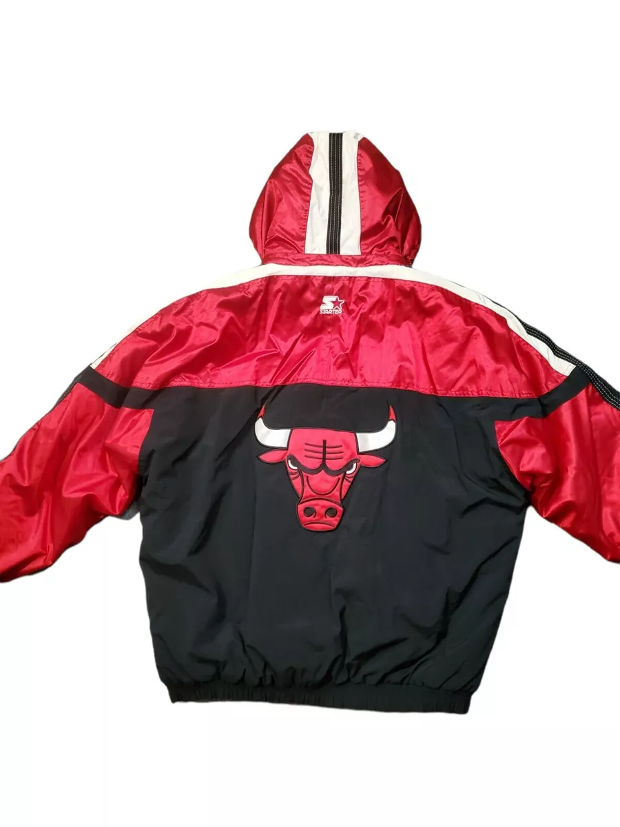 Vintage 90s Chicago Bulls Starter Jacket with Fur Lined Hood - ShopperBoard