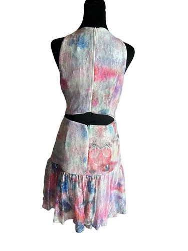 One33 Social Damen Größe 4 Blumen Pailletten Minikleid rosa blau ärmellos neu mit Etikett - Bild 5 von 8