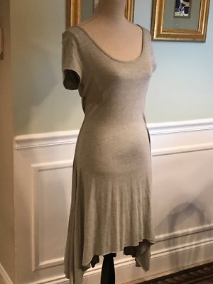 Green Envelope Dress Hi-Lo Length Gray Scoop Neck Cap Sleeve Knit Stretch  Size L | eBay