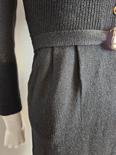 Abito vintage St John Saks Fifth Avenue nero Santana maglia con cintura e tasche - Foto 5 di 14
