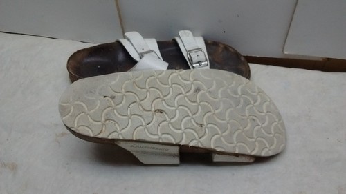 Birkenstock Leather White Slide Sandals Clog Mule Slip On Casual Dress Shoe 5-6M - Picture 3 of 4