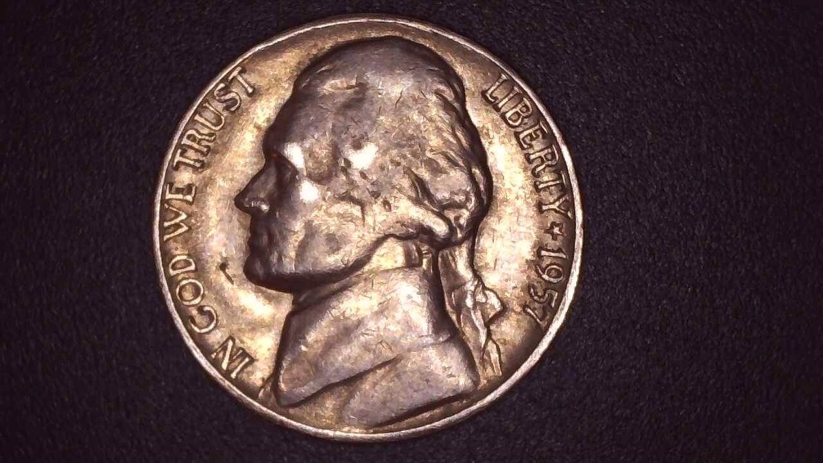 1957 D Jefferson Nickel, Missing Letter Errors 