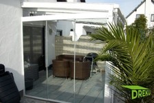 3,5 m - Glasschiebewand Terrassenüberdachnung Wintergarten Windschutz Trennwand