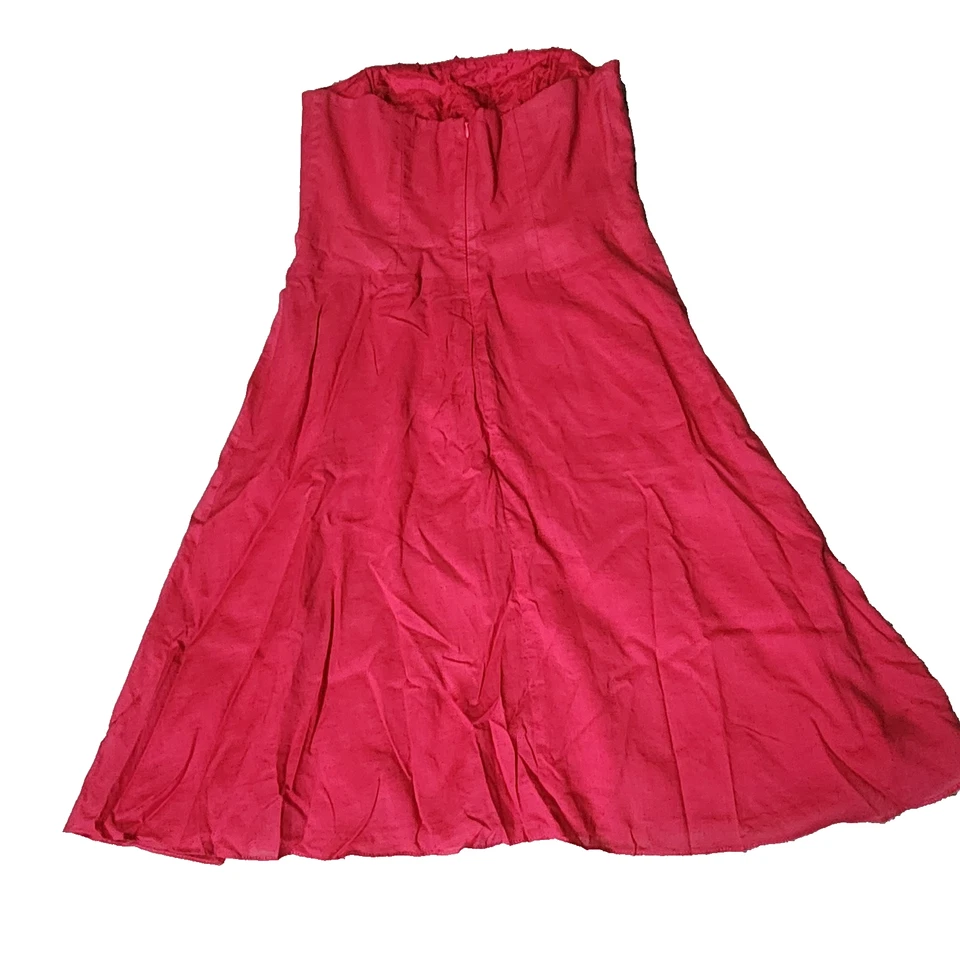Laundry Shelli Segal Strapless Dress 2 Pink A-Line Ruffles 90s Y2K Vintage USA - Image 2 of 4