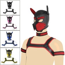 5PCS Neoprene Puppy Hood Role Play Dog Mask Puppy Cosplay Full Head Men Women