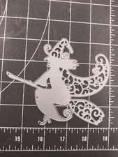 Universal thin metal die cut tool emboss Halloween Witch Filigree Broom Wicca 