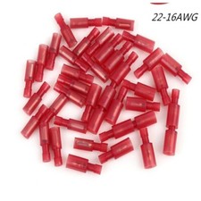 Nylon Red Female Male Bullet Wire Crimp Connector Terminal 22-18AWG US 50-10x