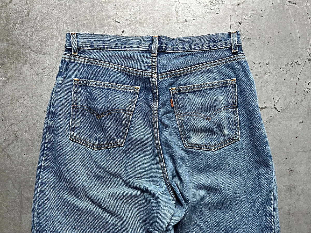 90s Vintage Levis 727 Blue Stonewashed Wide Baggy Carrot Denim Jeans Size 33