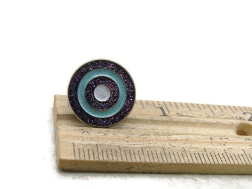 Purple Glitter & Blue Circles Pin Silver Tone - Picture 4 of 4