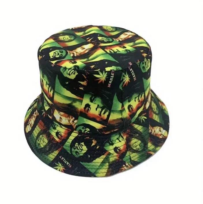 Bob Marley Bucket Hat Color Green, One Size Unisex, Beach, Sun, Rasta Hat, NWT