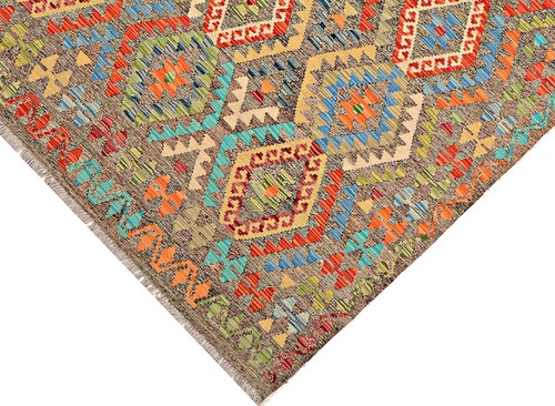 Afghan Maimana Kelim Teppich 180x250 Handgewebt Bunt Geometrisch Handarbeit d - Picture 5 of 5
