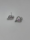 Sterling Silver 925 Diamonds & Pink Tourmaline Heart Earrings — photo 4