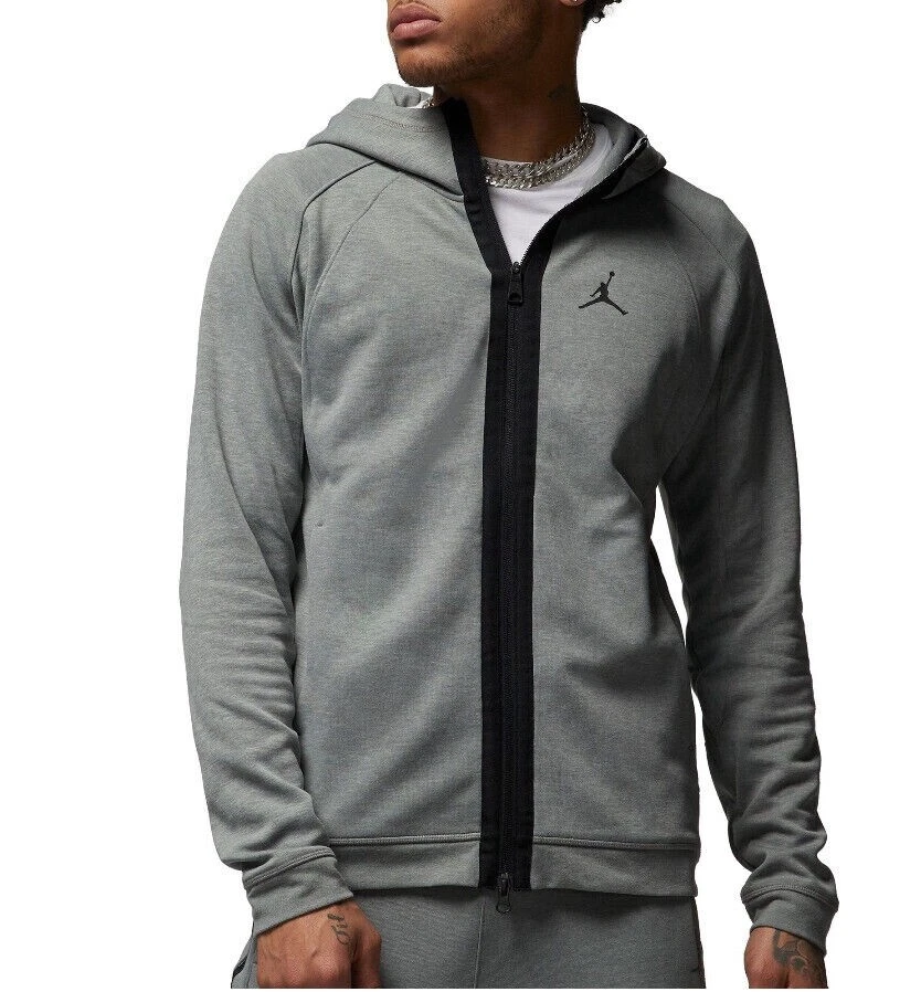 New Nike Air Jordan Fleece Full-Zip Hoodie Grey RETAIL $102 DV9783-063 Size S