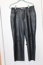 Tommy Hilfiger Leather Pants Women's Size 12 32X28 Lined Smooth Biker