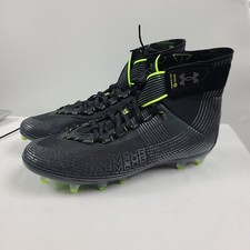 Under Armour Football Cleats Men's 12.5 Black UA Highlight MC Mid Lace Up Logo