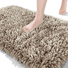 Bathroom Rug, Chenille Extra Soft and Absorbent Shaggy Bath 17" X 24" Camel