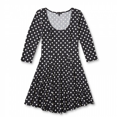 black and white polka dot skater dress Rica Skater Dress in Black and White Polkadot main image 1