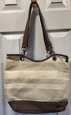 Woman’s Thirty One Brown And Cream Bag Purse Shoulder Bag F1