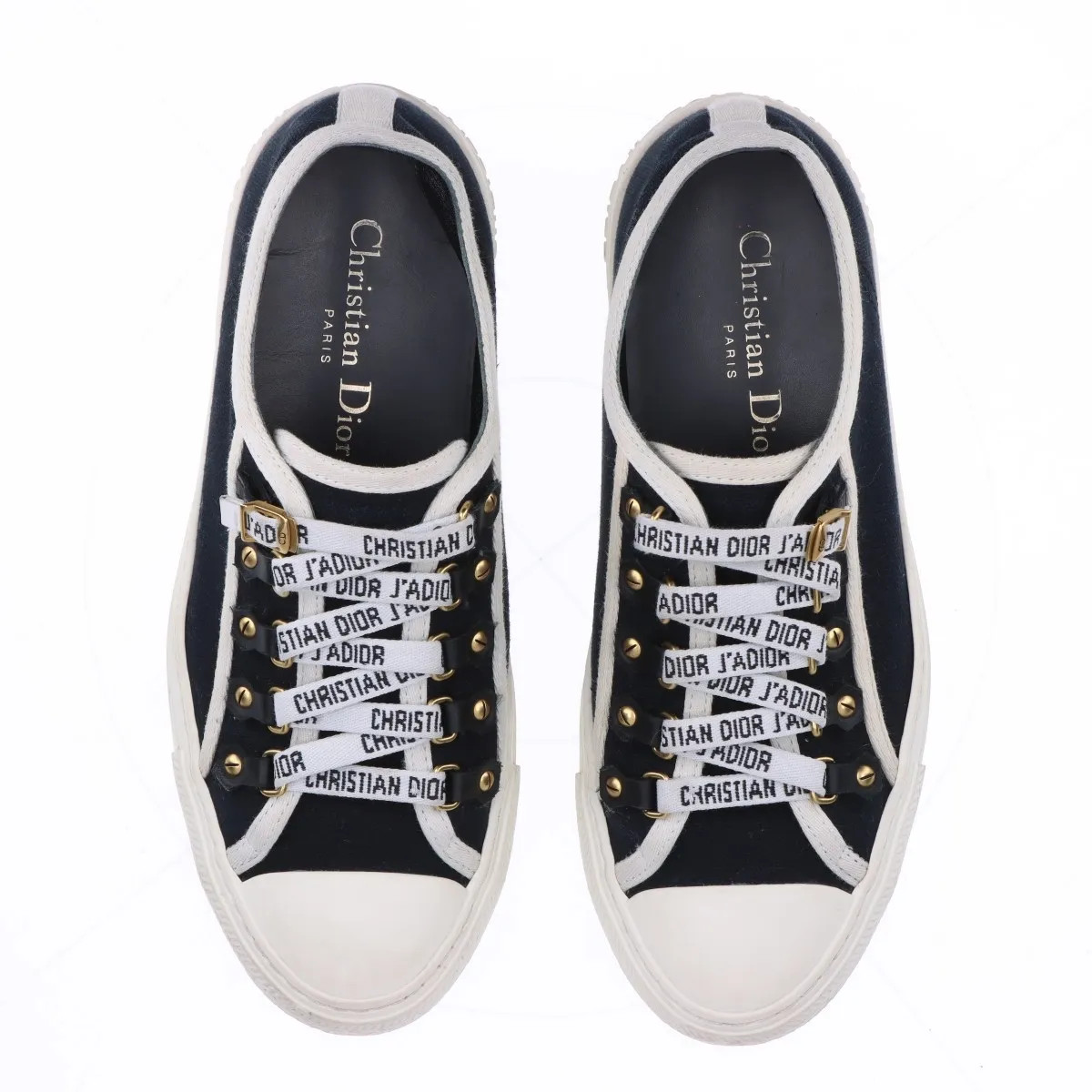 Christian Dior WALK'N'DIOR Canvas & Leather Sneakers 36 Ladies' navy x ivory DC0 thumbnail 7