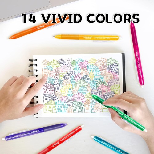 Erasable Gel Pens 0 . 7Mm 14 Pack Retractable Gel Ink Pens Assorted Colors Pens - Picture 6 of 8
