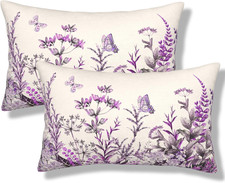 Spring Summer Floral Lumbar Throw Pillow Covers Butterfly Leaves Pillow Cover 12