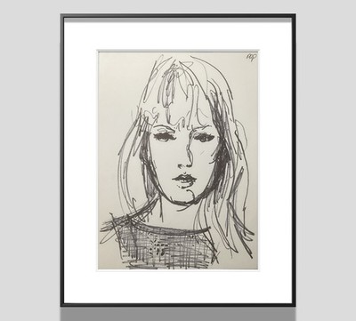 PDQ Artist Original Taylor Swift Face Abstract Realistic Marker Ink 9x12 Drawing