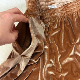 Victoria's Secret PINK Velvet Wide Leg Pants Copper Brown Rhinestone Logo Large
