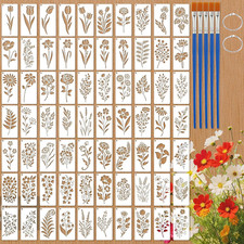 70PCS Small Flower Stencils for Painting on Wood 4 x 2 Inch Botanical Stencils w