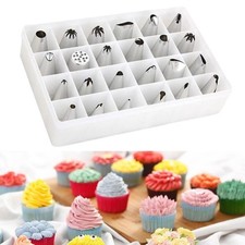 24Pcs Icing Piping Nozzle Tool Set Box Cake Cupcake Sugarcraft Decorating Nozzle