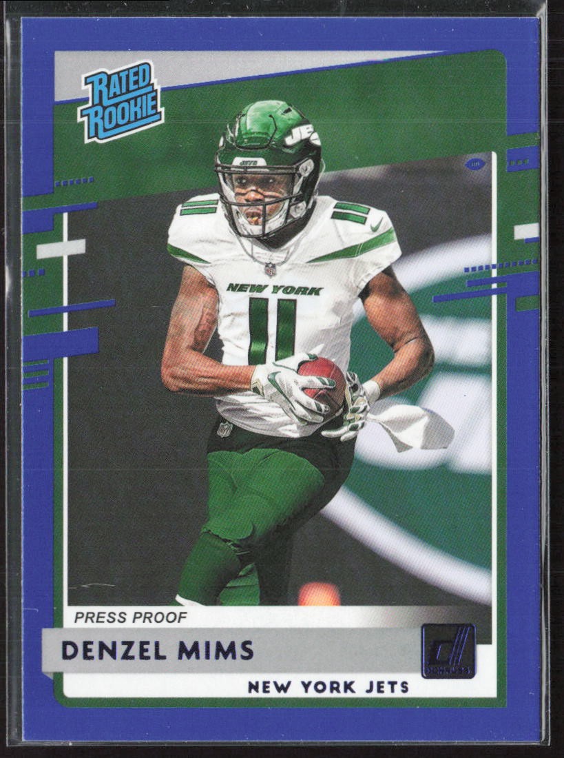 2020 Donruss #323 Denzel Mims Press Proof Blue New York Jets RC (A5)