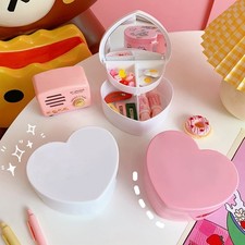 Heart Shape Jewelry Organizer Display with Mirror Jewelry Case Boxes