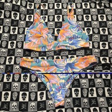 Anthropologie Stone Fox Swim Orange and Blue Floral Bikini Swim Set