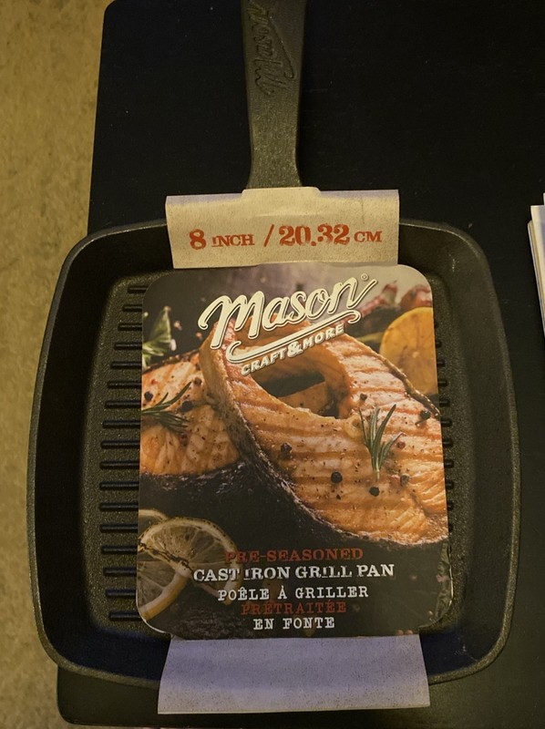 Mason Craft & More Cast Iron Grill Pan 8 Inch  Fry Pan Pre-Seasoned