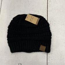 C.C Exclusives Hat Beanie Knit Cuffed Black Winter Chunky Ribbed Slouchy Mens