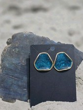 Vintage Teal Green Earrings 1970