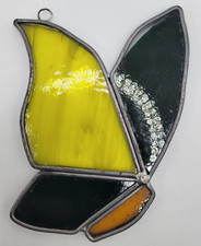 Vintage Stained Glass BUTTERFLY Suncatcher Leaded Handmade 3" x 4.25"