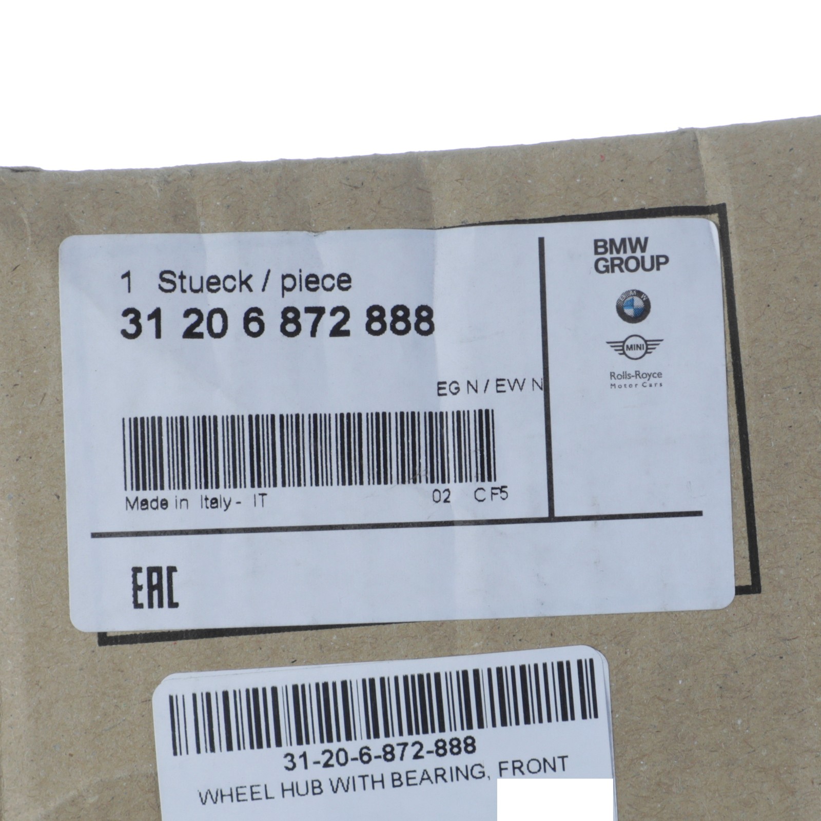 Rolls-Royce 20 2015-2019 Front Wheel hub P/N 31206872888
