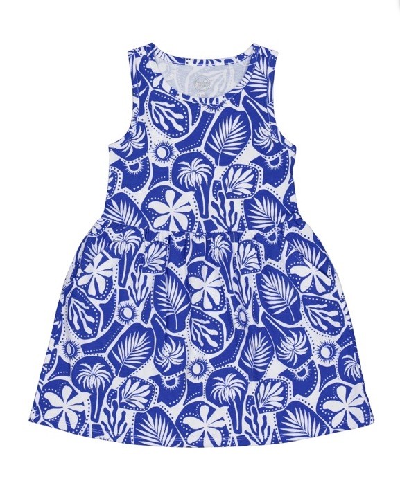 Wonder Nation Girl’s Blue Fire Sleeveless  Tank Dress Size Small (6/7) New