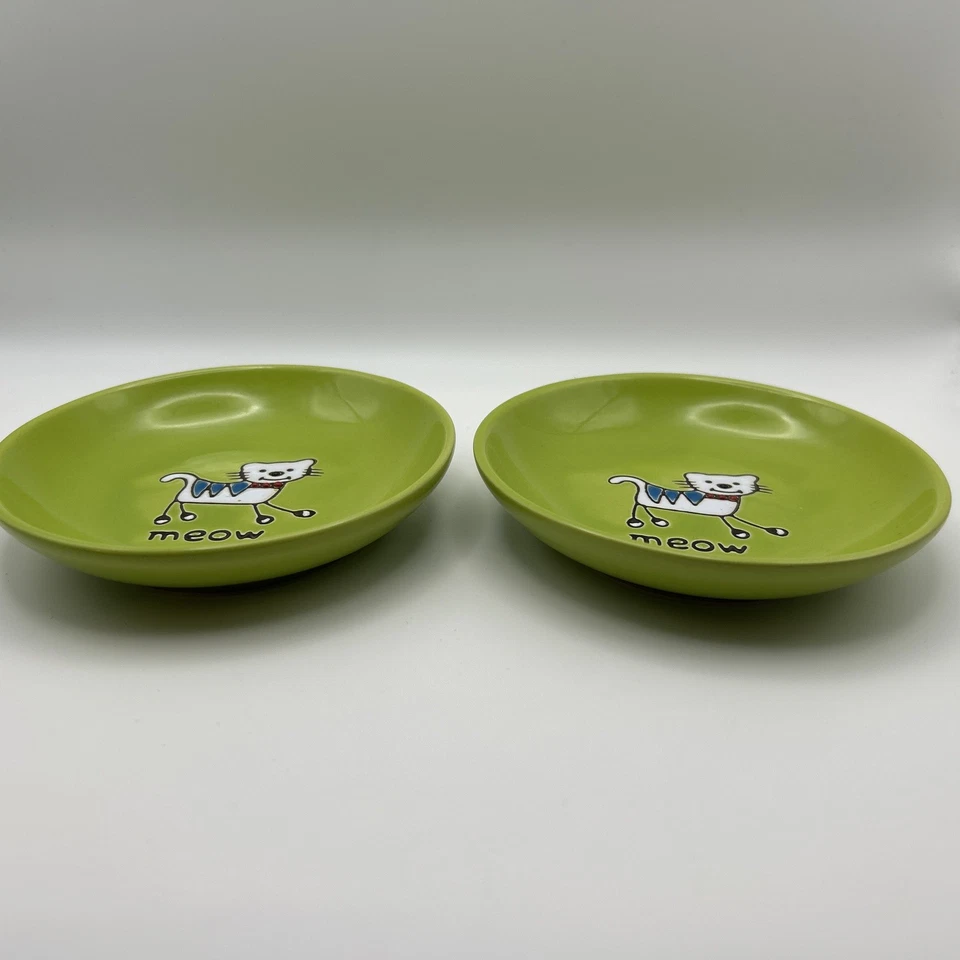 2 круглые зеленые миски для кошачьего корма/блюда PETRAGEOUS Designs 5 дюймов Silly Kitty - Изображение 2 из 4